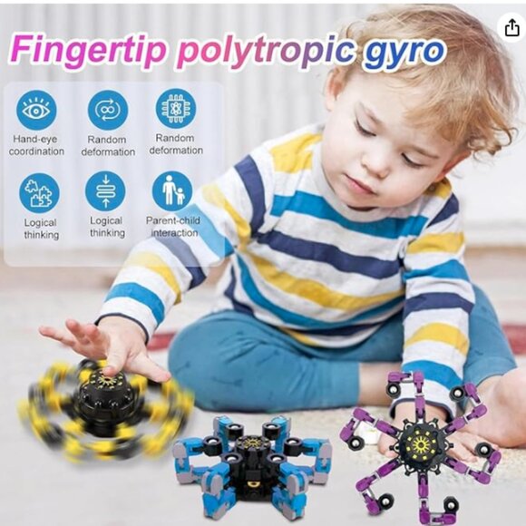 4 Transformable Fidget Spinners for Kids and Adults Stress Relief Sensory Toy - Picture 3 of 8